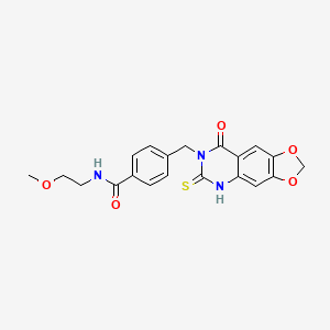 molecular formula C20H19N3O5S B2436027 N-(2-methoxyethyl)-4-({8-oxo-6-sulfanylidene-2H,5H,6H,7H,8H-[1,3]dioxolo[4,5-g]quinazolin-7-yl}methyl)benzamide CAS No. 688055-49-4
