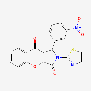 molecular formula C20H11N3O5S B2436030 1-(3-Nitrophenyl)-2-(thiazol-2-yl)-1,2-dihydrochromeno[2,3-c]pyrrole-3,9-dione CAS No. 620154-68-9