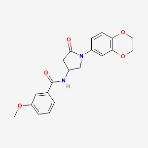 molecular formula C20H20N2O5 B2436045 N-[1-(2,3-dihydro-1,4-benzodioxin-6-yl)-5-oxopyrrolidin-3-yl]-3-methoxybenzamide CAS No. 905668-09-9