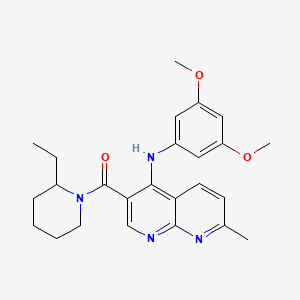 molecular formula C25H30N4O3 B2436058 N-(3,5-dimethoxyphenyl)-3-(2-ethylpiperidine-1-carbonyl)-7-methyl-1,8-naphthyridin-4-amine CAS No. 1251600-18-6