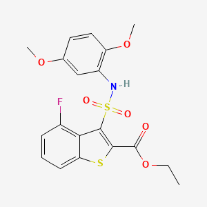 molecular formula C19H18FNO6S2 B2436066 Ethyl 3-[(2,5-dimethoxyphenyl)sulfamoyl]-4-fluoro-1-benzothiophene-2-carboxylate CAS No. 932465-02-6