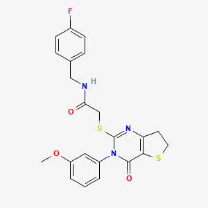 molecular formula C22H20FN3O3S2 B2436114 N-(4-fluorobenzyl)-2-((3-(3-methoxyphenyl)-4-oxo-3,4,6,7-tetrahydrothieno[3,2-d]pyrimidin-2-yl)thio)acetamide CAS No. 877655-53-3