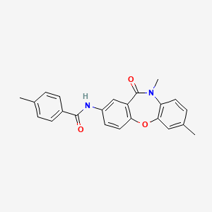 molecular formula C23H20N2O3 B2436142 N-(7,10-dimethyl-11-oxo-10,11-dihydrodibenzo[b,f][1,4]oxazepin-2-yl)-4-methylbenzenecarboxamide CAS No. 866152-12-7