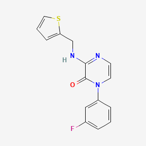 molecular formula C15H12FN3OS B2436148 1-(3-Fluorophenyl)-3-{[(thiophen-2-yl)methyl]amino}-1,2-dihydropyrazin-2-one CAS No. 951519-56-5