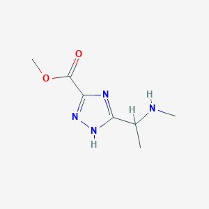 molecular formula C7H12N4O2 B2436151 Methyl 5-[1-(methylamino)ethyl]-1H-1,2,4-triazole-3-carboxylate CAS No. 1785578-60-0