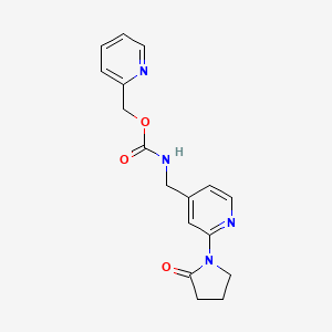 molecular formula C17H18N4O3 B2436153 Pyridin-2-ylmethyl ((2-(2-oxopyrrolidin-1-yl)pyridin-4-yl)methyl)carbamate CAS No. 2034232-44-3