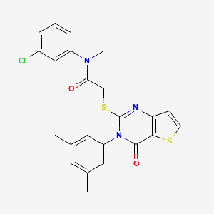 molecular formula C23H20ClN3O2S2 B2436158 N-(3-chlorophenyl)-2-{[3-(3,5-dimethylphenyl)-4-oxo-3,4-dihydrothieno[3,2-d]pyrimidin-2-yl]sulfanyl}-N-methylacetamide CAS No. 1260929-00-7