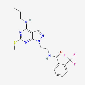 molecular formula C19H21F3N6OS B2436164 N-(2-(6-(methylthio)-4-(propylamino)-1H-pyrazolo[3,4-d]pyrimidin-1-yl)ethyl)-2-(trifluoromethyl)benzamide CAS No. 941941-48-6