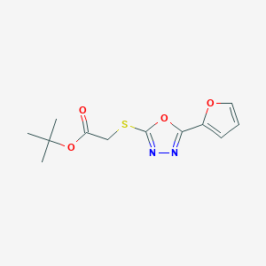 molecular formula C12H14N2O4S B2436166 Tert-butyl 2-{[5-(2-furyl)-1,3,4-oxadiazol-2-yl]sulfanyl}acetate CAS No. 477856-55-6