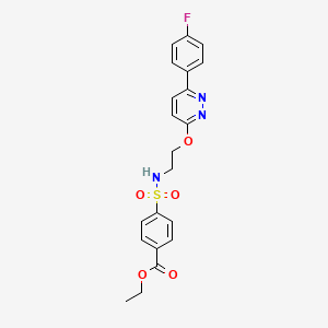 molecular formula C21H20FN3O5S B2436178 ethyl 4-(N-(2-((6-(4-fluorophenyl)pyridazin-3-yl)oxy)ethyl)sulfamoyl)benzoate CAS No. 920194-12-3