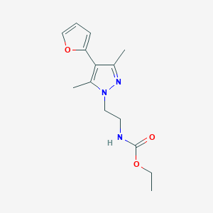 molecular formula C14H19N3O3 B2436182 ethyl (2-(4-(furan-2-yl)-3,5-dimethyl-1H-pyrazol-1-yl)ethyl)carbamate CAS No. 2034373-35-6