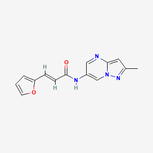 molecular formula C14H12N4O2 B2436191 (2E)-3-(furan-2-yl)-N-{2-methylpyrazolo[1,5-a]pyrimidin-6-yl}prop-2-enamide CAS No. 1799264-55-3