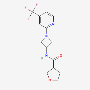 molecular formula C14H16F3N3O2 B2436195 N-{1-[4-(trifluoromethyl)pyridin-2-yl]azetidin-3-yl}oxolane-3-carboxamide CAS No. 2415457-07-5