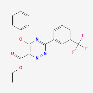 molecular formula C19H14F3N3O3 B2436222 Ethyl 5-phenoxy-3-[3-(trifluoromethyl)phenyl]-1,2,4-triazine-6-carboxylate CAS No. 338957-78-1