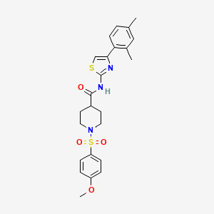 molecular formula C24H27N3O4S2 B2436249 N-(4-(2,4-dimethylphenyl)thiazol-2-yl)-1-((4-methoxyphenyl)sulfonyl)piperidine-4-carboxamide CAS No. 923425-75-6