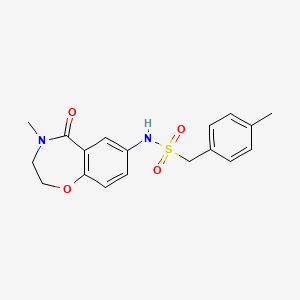 molecular formula C18H20N2O4S B2436286 N-(4-methyl-5-oxo-2,3,4,5-tetrahydrobenzo[f][1,4]oxazepin-7-yl)-1-(p-tolyl)methanesulfonamide CAS No. 922007-41-8