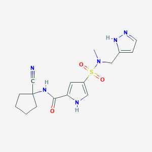 molecular formula C16H20N6O3S B2436297 N-(1-cyanocyclopentyl)-4-{methyl[(1H-pyrazol-3-yl)methyl]sulfamoyl}-1H-pyrrole-2-carboxamide CAS No. 2094711-35-8