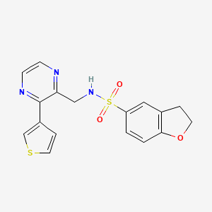 molecular formula C17H15N3O3S2 B2436328 N-((3-(thiophen-3-yl)pyrazin-2-yl)methyl)-2,3-dihydrobenzofuran-5-sulfonamide CAS No. 2034426-79-2