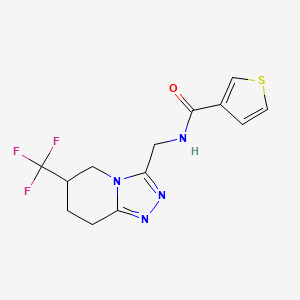 molecular formula C13H13F3N4OS B2436341 N-((6-(trifluoromethyl)-5,6,7,8-tetrahydro-[1,2,4]triazolo[4,3-a]pyridin-3-yl)methyl)thiophene-3-carboxamide CAS No. 2034380-83-9