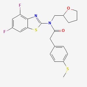 molecular formula C21H20F2N2O2S2 B2436348 N-(4,6-difluorobenzo[d]thiazol-2-yl)-2-(4-(methylthio)phenyl)-N-((tetrahydrofuran-2-yl)methyl)acetamide CAS No. 920256-44-6