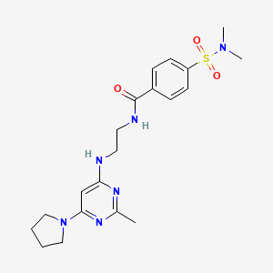 molecular formula C20H28N6O3S B2436359 4-(dimethylsulfamoyl)-N-(2-{[2-methyl-6-(pyrrolidin-1-yl)pyrimidin-4-yl]amino}ethyl)benzamide CAS No. 1207028-82-7