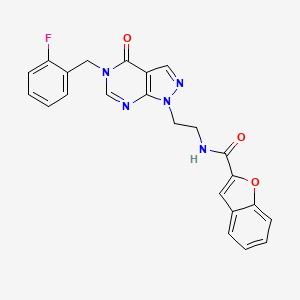 molecular formula C23H18FN5O3 B2436368 N-(2-(5-(2-fluorobenzyl)-4-oxo-4,5-dihydro-1H-pyrazolo[3,4-d]pyrimidin-1-yl)ethyl)benzofuran-2-carboxamide CAS No. 922137-53-9