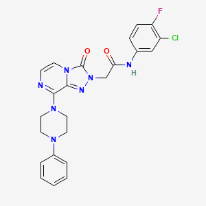 molecular formula C23H21ClFN7O2 B2436390 N-(3-chloro-4-fluorophenyl)-2-[3-oxo-8-(4-phenylpiperazin-1-yl)-2H,3H-[1,2,4]triazolo[4,3-a]pyrazin-2-yl]acetamide CAS No. 1251614-55-7