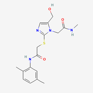 molecular formula C17H22N4O3S B2436400 N-(2,5-dimethylphenyl)-2-{[5-(hydroxymethyl)-1-[(methylcarbamoyl)methyl]-1H-imidazol-2-yl]sulfanyl}acetamide CAS No. 923164-88-9