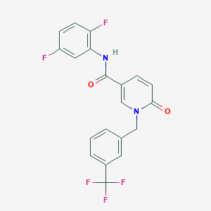 molecular formula C20H13F5N2O2 B2436438 N-(2,5-difluorophenyl)-6-oxo-1-{[3-(trifluoromethyl)phenyl]methyl}-1,6-dihydropyridine-3-carboxamide CAS No. 942009-68-9