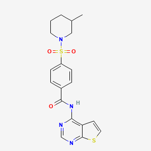 4-((3-methylpiperidin-1-yl)sulfonyl)-N-(thieno[2,3-d]pyrimidin-4-yl)benzamide