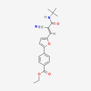 molecular formula C21H22N2O4 B2436464 ETHYL 4-{5-[(1E)-2-(TERT-BUTYLCARBAMOYL)-2-CYANOETH-1-EN-1-YL]FURAN-2-YL}BENZOATE CAS No. 313520-69-3