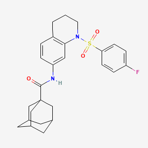 molecular formula C26H29FN2O3S B2436472 N-[1-(4-fluorobenzenesulfonyl)-1,2,3,4-tetrahydroquinolin-7-yl]adamantane-1-carboxamide CAS No. 1005302-39-5