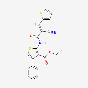 B2436492 (E)-ethyl 2-(2-cyano-3-(thiophen-2-yl)acrylamido)-4-phenylthiophene-3-carboxylate CAS No. 327075-57-0