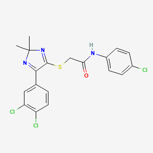 molecular formula C19H16Cl3N3OS B2436495 N-(4-chlorophenyl)-2-{[5-(3,4-dichlorophenyl)-2,2-dimethyl-2H-imidazol-4-yl]sulfanyl}acetamide CAS No. 899914-57-9