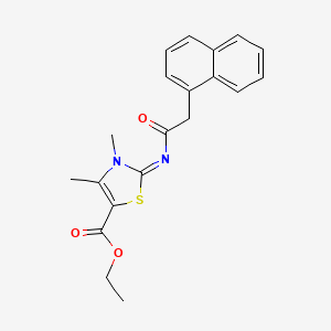 molecular formula C20H20N2O3S B2436499 ethyl (2Z)-3,4-dimethyl-2-{[2-(naphthalen-1-yl)acetyl]imino}-2,3-dihydro-1,3-thiazole-5-carboxylate CAS No. 476628-19-0