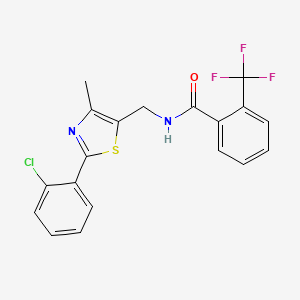 molecular formula C19H14ClF3N2OS B2436518 N-((2-(2-chlorophenyl)-4-methylthiazol-5-yl)methyl)-2-(trifluoromethyl)benzamide CAS No. 1421524-44-8