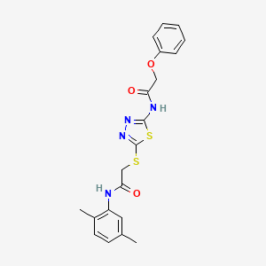 molecular formula C20H20N4O3S2 B2436541 N-(2,5-dimethylphenyl)-2-((5-(2-phenoxyacetamido)-1,3,4-thiadiazol-2-yl)thio)acetamide CAS No. 392294-87-0