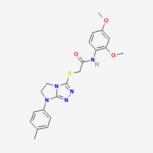 molecular formula C21H23N5O3S B2436543 N-(2,4-dimethoxyphenyl)-2-((7-(p-tolyl)-6,7-dihydro-5H-imidazo[2,1-c][1,2,4]triazol-3-yl)thio)acetamide CAS No. 921859-26-9
