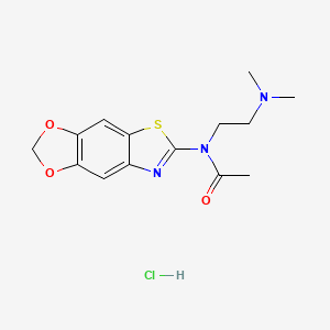molecular formula C14H18ClN3O3S B2436547 N-[2-(dimethylamino)ethyl]-N-([1,3]dioxolo[4,5-f][1,3]benzothiazol-6-yl)acetamide;hydrochloride CAS No. 1216542-60-7