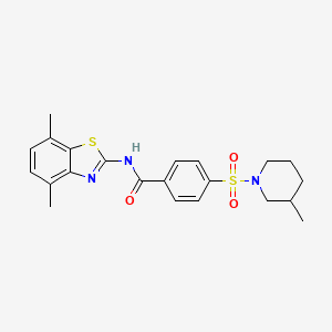 molecular formula C22H25N3O3S2 B2436568 N-(4,7-dimethyl-1,3-benzothiazol-2-yl)-4-[(3-methylpiperidin-1-yl)sulfonyl]benzamide CAS No. 896676-21-4