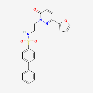 molecular formula C22H19N3O4S B2436593 N-(2-(3-(furan-2-yl)-6-oxopyridazin-1(6H)-yl)ethyl)-[1,1'-biphenyl]-4-sulfonamide CAS No. 946264-02-4