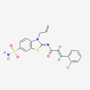 molecular formula C19H16ClN3O3S2 B2436660 (2E,NZ)-N-(3-allyl-6-sulfamoylbenzo[d]thiazol-2(3H)-ylidene)-3-(2-chlorophenyl)acrylamide CAS No. 865176-42-7