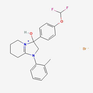 3-(4-(Difluoromethoxy)phenyl)-3-hydroxy-1-(o-tolyl)-2,3,5,6,7,8-hexahydroimidazo[1,2-a]pyridin-1-ium bromide