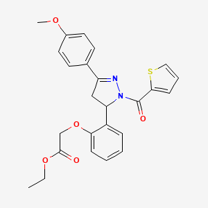 molecular formula C25H24N2O5S B2436696 Ethyl 2-[2-[5-(4-methoxyphenyl)-2-(thiophene-2-carbonyl)-3,4-dihydropyrazol-3-yl]phenoxy]acetate CAS No. 868212-14-0