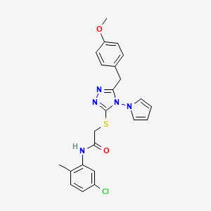 molecular formula C23H22ClN5O2S B2436702 N-(5-chloro-2-methylphenyl)-2-({5-[(4-methoxyphenyl)methyl]-4-(1H-pyrrol-1-yl)-4H-1,2,4-triazol-3-yl}sulfanyl)acetamide CAS No. 896306-49-3