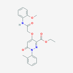 molecular formula C23H23N3O6 B2436739 Ethyl 4-(2-((2-methoxyphenyl)amino)-2-oxoethoxy)-6-oxo-1-(o-tolyl)-1,6-dihydropyridazine-3-carboxylate CAS No. 899729-56-7