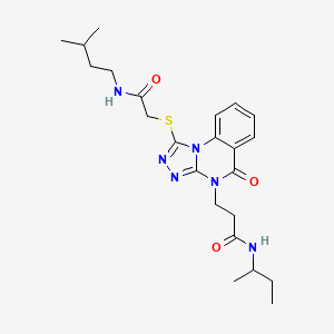 molecular formula C23H32N6O3S B2436745 N-(butan-2-yl)-3-[1-({[(3-methylbutyl)carbamoyl]methyl}sulfanyl)-5-oxo-4H,5H-[1,2,4]triazolo[4,3-a]quinazolin-4-yl]propanamide CAS No. 1112348-32-9