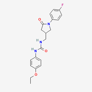molecular formula C20H22FN3O3 B2436764 1-(4-Ethoxyphenyl)-3-((1-(4-fluorophenyl)-5-oxopyrrolidin-3-yl)methyl)urea CAS No. 955237-11-3