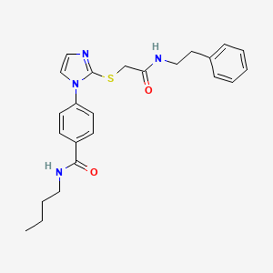 molecular formula C24H28N4O2S B2436772 N-butyl-4-[2-({[(2-phenylethyl)carbamoyl]methyl}sulfanyl)-1H-imidazol-1-yl]benzamide CAS No. 1207041-42-6