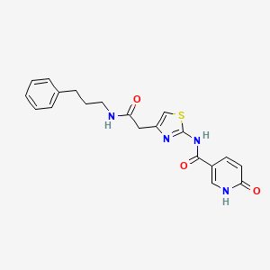 molecular formula C20H20N4O3S B2436775 6-oxo-N-(4-(2-oxo-2-((3-phenylpropyl)amino)ethyl)thiazol-2-yl)-1,6-dihydropyridine-3-carboxamide CAS No. 946336-94-3